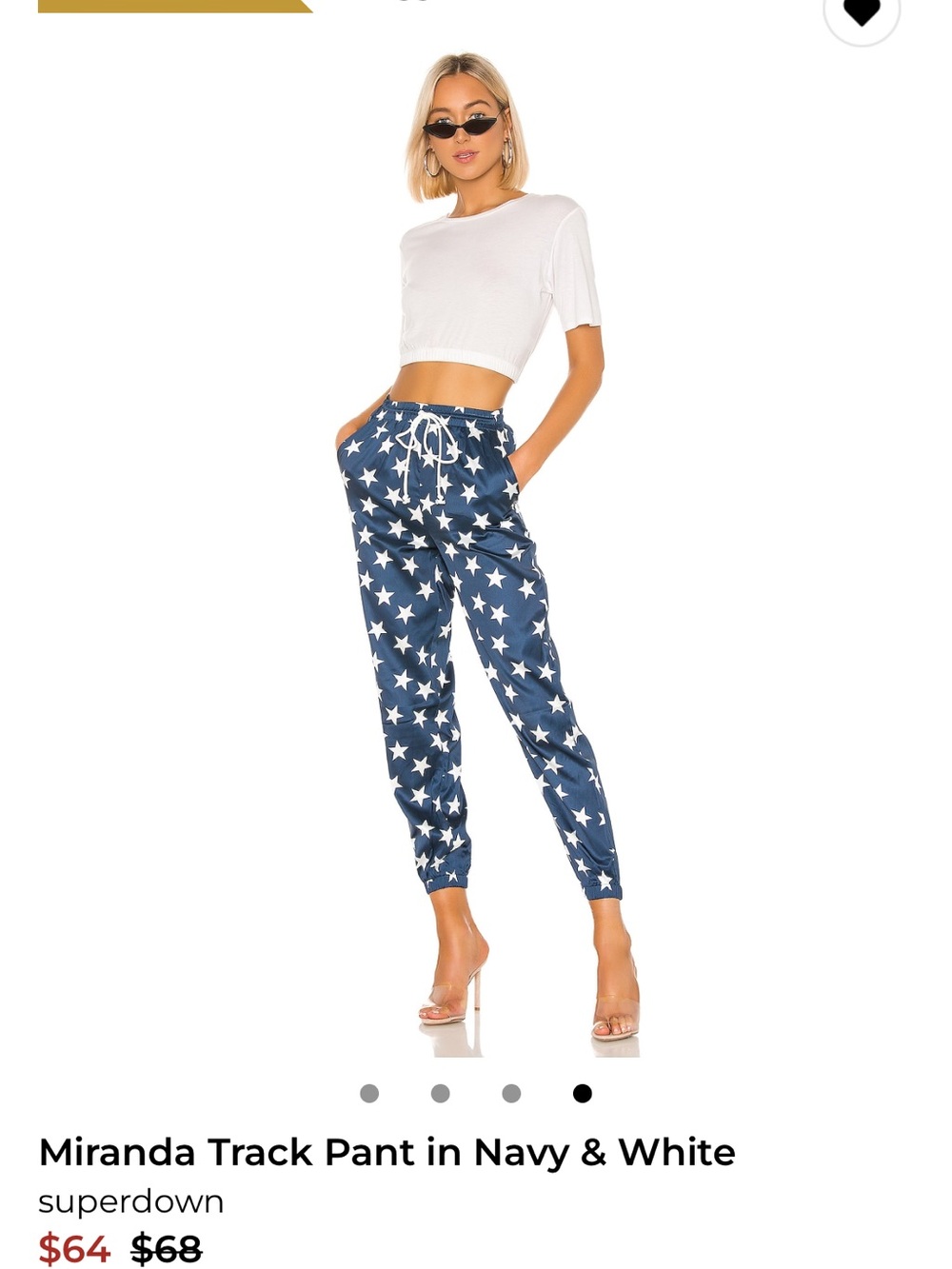 REVOLVE X SUPERDOWN Navy and White Star Satin Joggers MED